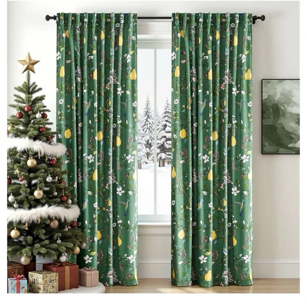 MUSSEL Luxury Velvet Floral Curtains 52w